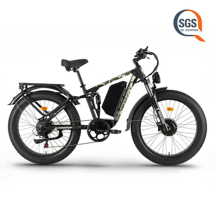 PHILODO Forester 60V 26Ah Dual Motor Ebike for Adult 5000W Peak Motor Full Suspension Hydraulic Brake 7 Speed
